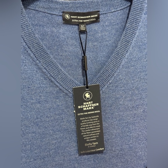 Hart Schaffner Marx Blue Extra Fine Merino Wool Vest NWT XL Tall - Picture 5 of 5